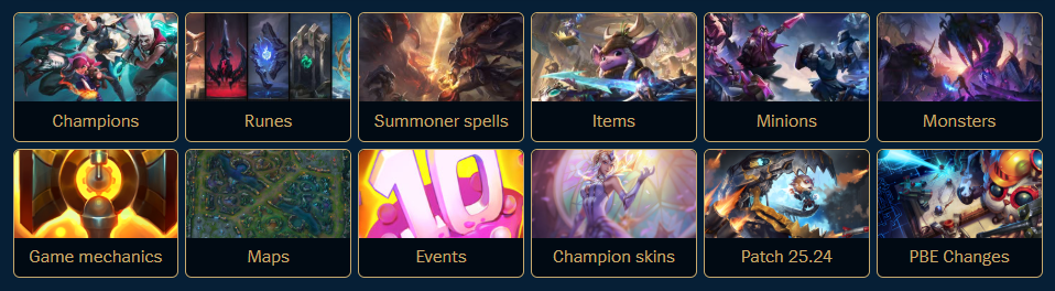 League of Legends Wiki home page, the main navigation panel cropped out.