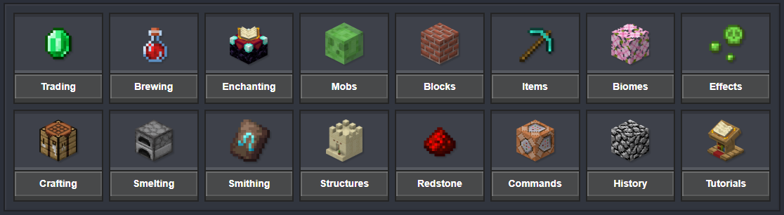 Minecraft Wiki home page, the main navigation panel cropped out.